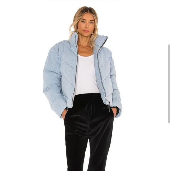 All Saint Dallas Denim Puffer Jean Jacket-Indigo -Size 2 - Picture 1 of 10